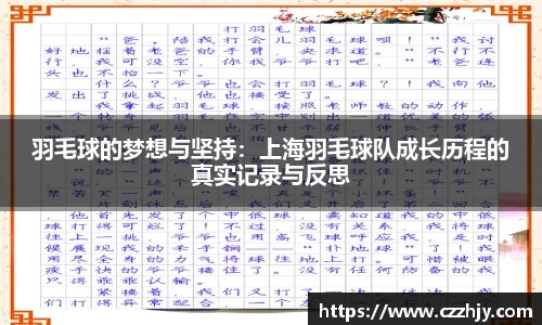 羽毛球的梦想与坚持：上海羽毛球队成长历程的真实记录与反思